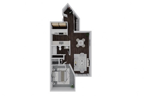 Floor plan for 1 bed, 1 bath