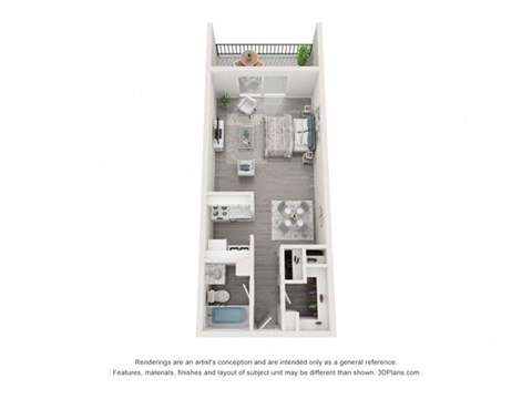 Floor plan for studio, 1 bath, 550 sqft