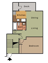 Floor plan for 1 bed, 1 bath, 700 sqft