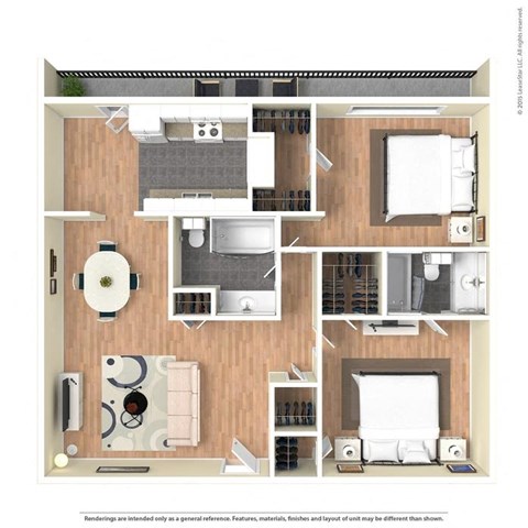Floor plan for 2 beds, 2 baths, 1080 sqft
