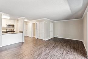 Alameda apartment for rent - A spacious room with wooden flooring and white walls.