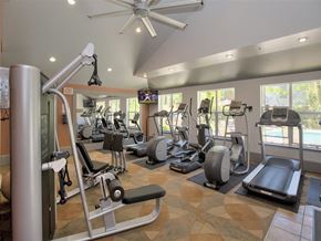 Petaluma apartment for rent - A gym with a variety of equipment including treadmills, weights, and exercise machines.