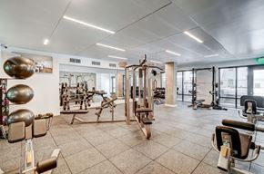 Denver apartment for rent - A gym with a variety of equipment including weights and machines.