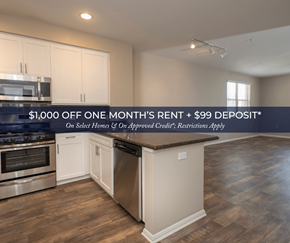 Monrovia apartment for rent - a kitchen with white cabinets and stainless steel appliances