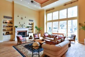 Dublin apartment for rent - A living room with a fireplace and a couch.