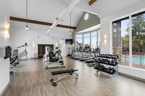 Happy Valley apartment for rent - A gym with a variety of equipment including treadmills, weights, and exercise machines.