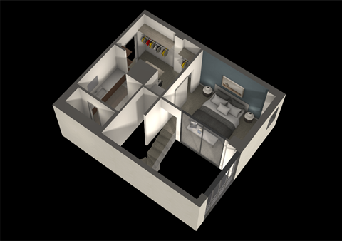 Floor plan for 1 bed, 1.5 baths, 1170 sqft