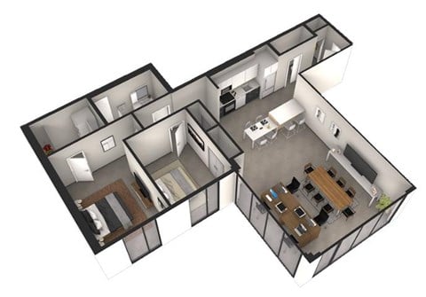 Floor plan for 2 beds, 1 bath, 1193 sqft