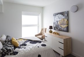 Winnipeg apartment for rent - a bedroom with a bed and a dresser