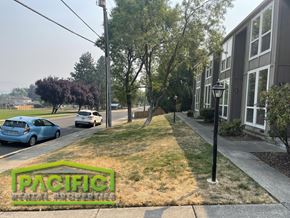 Ashland apartment for rent - a grassy area in front of a building with cars on the street