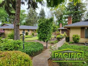 Medford apartment for rent - a neighborhood of bungalows with trees and a sidewalk