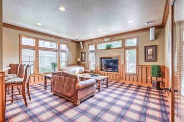 Spokane apartment for rent - a living room with a couch and a fireplace