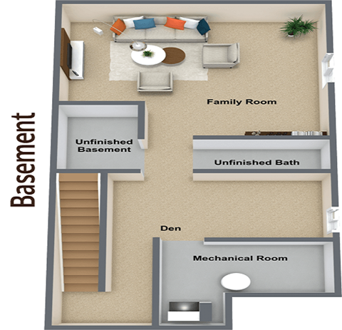 Floor plan for 3 beds, 2.5 baths, 1516 sqft