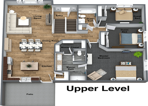 Floor plan for 4 beds, 2.5 baths, 2152 sqft