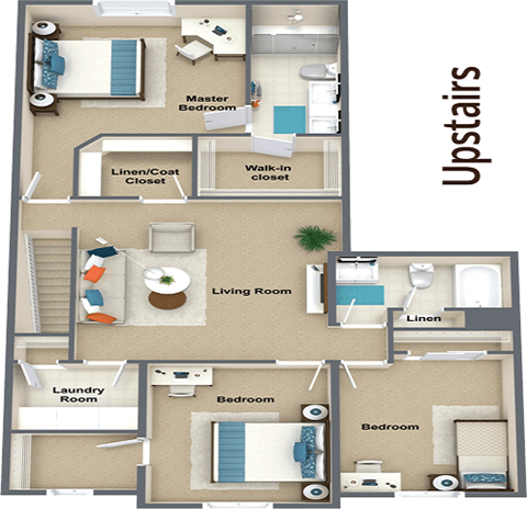 Floor plan for 3 beds, 2.5 baths, 2179 sqft