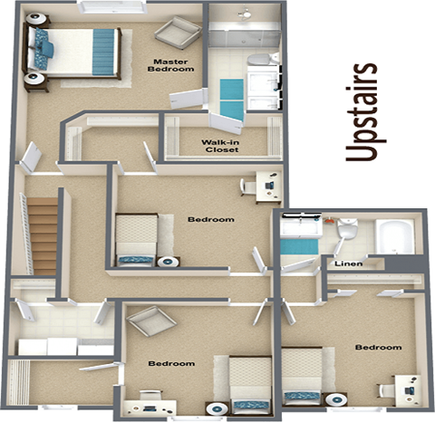 Floor plan for 4 beds, 2.5 baths, 2179 sqft
