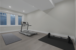 Brookline apartment for rent - a gym with a reformer and yoga mats in a room with white walls