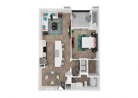 Floor plan for 1 bed, 1 bath, 810 sqft