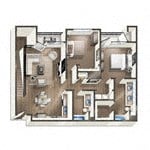 Floor plan for 2 beds, 2 baths, 1203 sqft