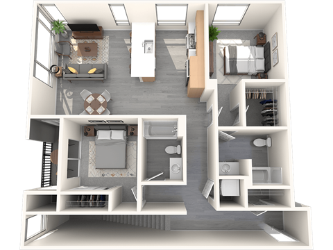 Floor plan for 2 beds, 2 baths, 1176 sqft