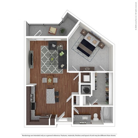 Floor plan for 1 bed, 1 bath, 792 sqft