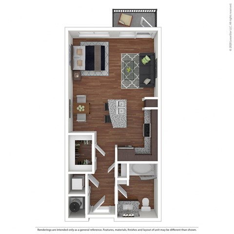 Floor plan for studio, 1 bath, 589 sqft
