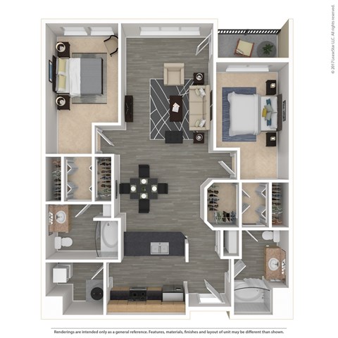 Floor plan for 1 bed, 1 bath, 1140 sqft
