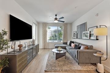 San Diego apartment for rent - an open living room with a couch and a tv