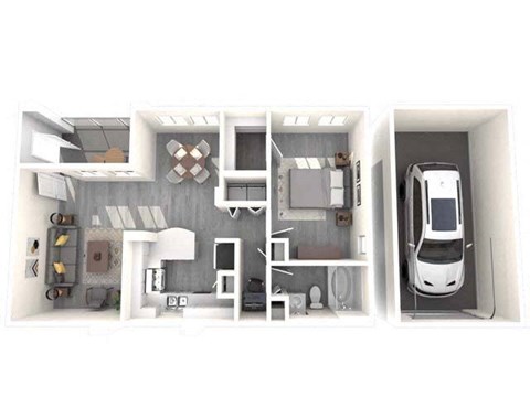 Floor plan for 1 bed, 1 bath, 996 sqft