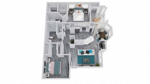 Floor plan for 2 beds, 2 baths, 1168 sqft