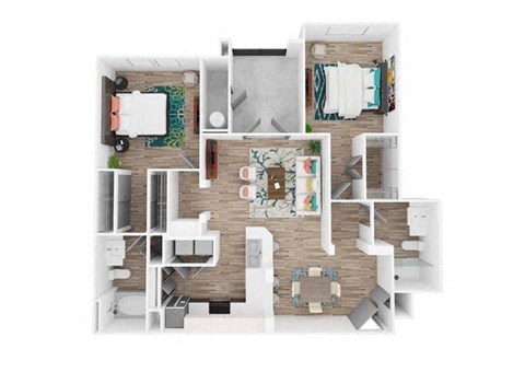 Floor plan for 2 beds, 2 baths, 1203 sqft