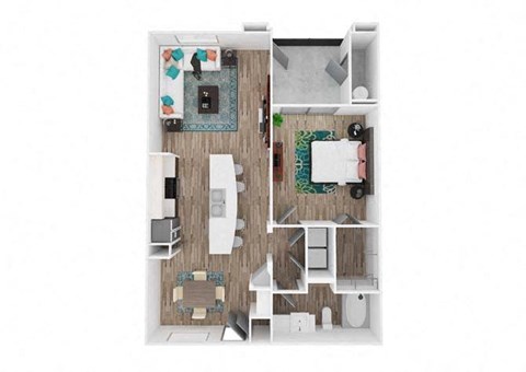 Floor plan for 1 bed, 1 bath, 810 sqft
