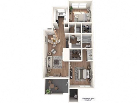 Floor plan for 2 beds, 2 baths, 1187 sqft
