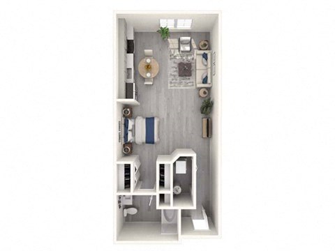 Floor plan for studio, 1 bath, 587 sqft