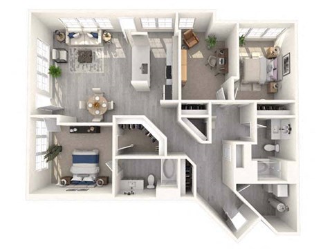 Floor plan for 3 beds, 2 baths, 1484 sqft
