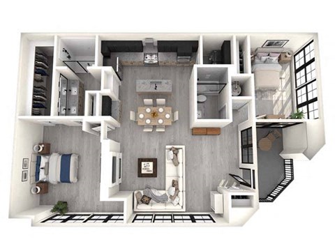 Floor plan for 2 beds, 2 baths, 1608 sqft