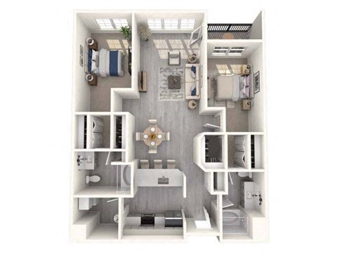 Floor plan for 2 beds, 2 baths, 1130 sqft