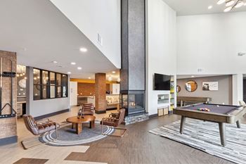 Resident clubhouse with billiards and gaming stations