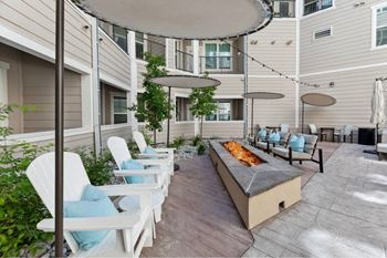 Courtyard with fire pits and lounge seating