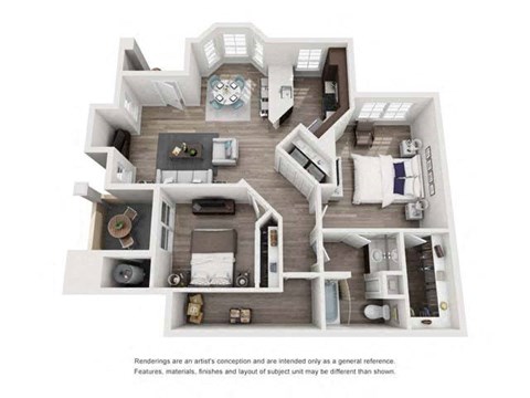 Floor plan for 2 beds, 1 bath, 1003 sqft
