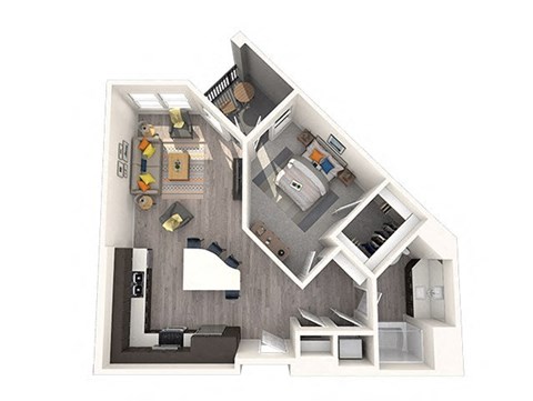 Floor plan for 1 bed, 1 bath, 820 sqft