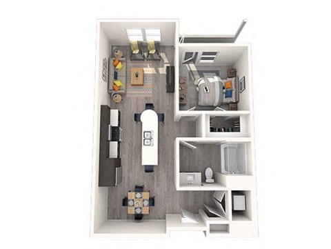 Floor plan for 1 bed, 1 bath, 790 sqft