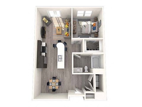 Floor plan for 1 bed, 1 bath, 826 sqft