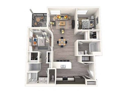 Floor plan for 2 beds, 2 baths, 1228 sqft