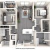 Floor plan for 2 beds, 2 baths, 1046 sqft