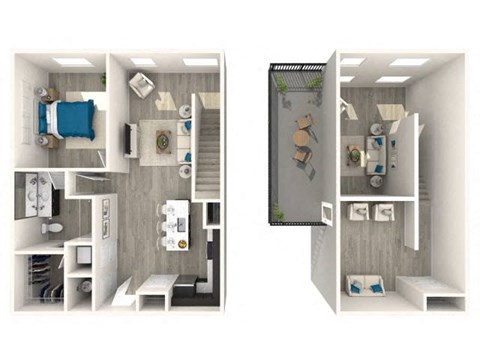 Floor plan for 1 bed, 1 bath, 976 sqft
