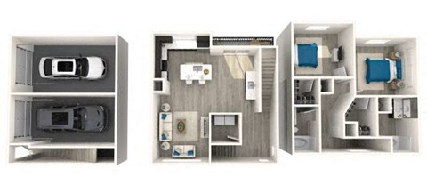 Floor plan for 2 beds, 2 baths, 1228 sqft