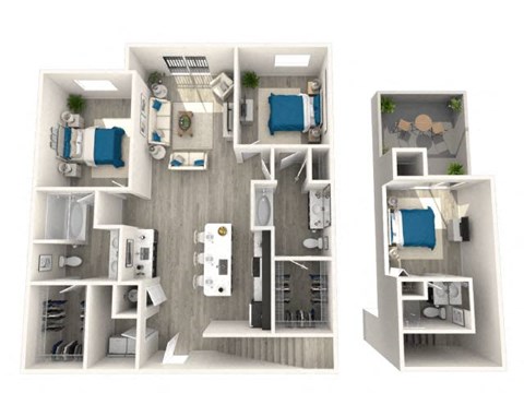 Floor plan for 3 beds, 2 baths, 1471 sqft