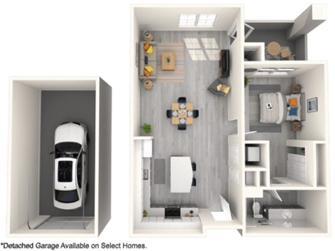 Floor plan for 1 bed, 1 bath, 779 sqft