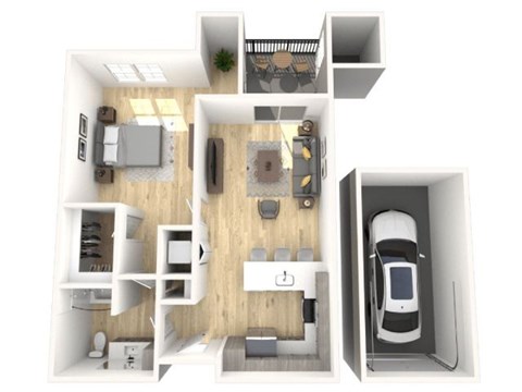 Floor plan for 1 bed, 1 bath, 821 sqft
